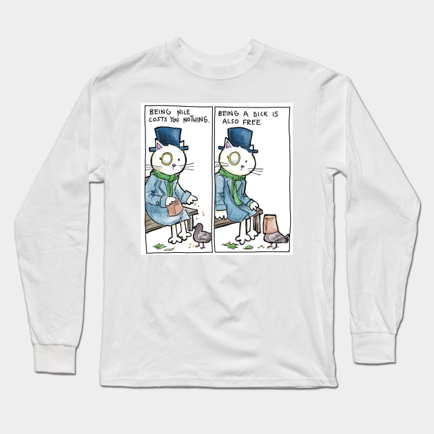 Dapper Cat - Nice costs nothing Long Sleeve T-Shirt by johnnybuzt